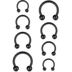 KOMUNJ 4 пары подкова пирсинг нос пирсинг септум кольцо 16G 6/8/10/12 мм губы пирсинг Tragus Helix ухо пирсинг ювелирные изделия черный, нержавеющая сталь