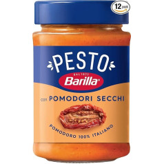 Barilla Pesto Dried Tomatoes 12 x 200 г Безглютеновый итальянский соус для пасты с вялеными помидорами, вегетарианский соус для лапши, красный песто