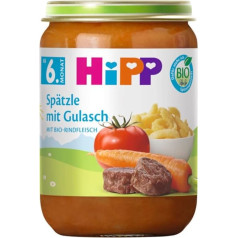 HiPP Органическое меню с 6 месяцев Шпецле с гуляшом, 220 г, упаковка из 6 (6 x 220 г)
