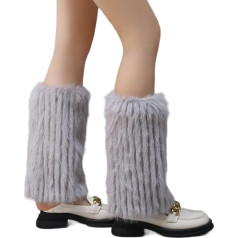 Женщины Зима Теплые Согревающие Чулки Японские Леггинсы Сапоги Gaichs Ребристые Полосатые Пушистые Сплошной Цвет Длинные Носки