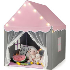 FANTASK Детская игровая палатка со звездами и окном, игровой домик принцессы с двойным занавесом и ковриком, сказочный замок для мальчиков и д