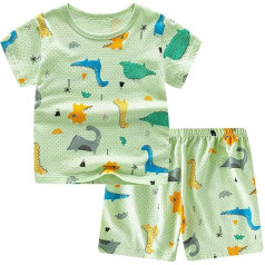 Комплект одежды для мальчиков - летняя одежда из 2 частей Мягкий хлопок смесь с коротким рукавом футболки и шорты Хлопковые брюки с рубашко