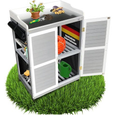 Садовый шкаф Lola, серый, 67 x 46 x 98 см, стол для растений с местом для хранения, шкаф для инструментов с оцинкованной столешницей, откидные стенк