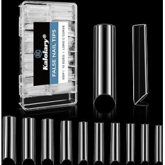 Kalolary Pack of 400 Transparent False Nails, Extra Long U-Curve Nail Tips, Acrylic C Curve Nail Tips, Full Cover Gel Nail Tips, Acrylic Fake Nail Tips, Nail Art Extension Tool