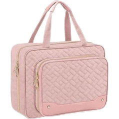 Reise-Schmuck-Organizer-Tasche mit Aufhängehaken, gesteppter Kulturbeutel, große Make-up-Aufbewahrung, Rosa, rose, Professionell
