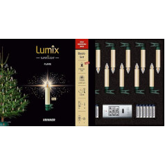 Lumix KRINNER Superlight Flame Mini 12-Piece Basic Set, беспроводные светодиодные елочные свечи, пластик, слоновая кость, 9 см