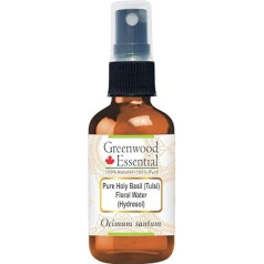 Greenwood Essential Natural Pure Holy Basil (Tulsi) Flowers Water (Hydrosol) (Ocimum Sanctum) 100% Natural Pure Therapeutic Quality 50 ml (1.69 oz)