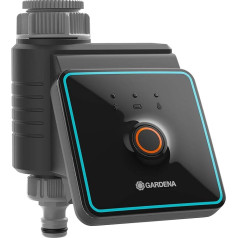 Gardena Управление водой с приложением Bluetooth®: Автоматический полив для садов и балконов, 3 индивидуальных плана полива, серый, черный