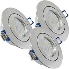 3 x Marina LED встраиваемые точечные светильники, IP44, 5 Вт, 400 лм, диаметр 83 мм, монтажная глубина 32 мм, матовая нержавеющая сталь, теплый белый 3000 К, 