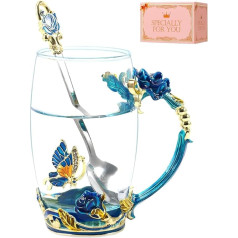 День рождения подарки для женщин эмаль бабочка цветок чайная чашка небо синий роза кофе кружка для женщин мама жена сестра коллега девушка