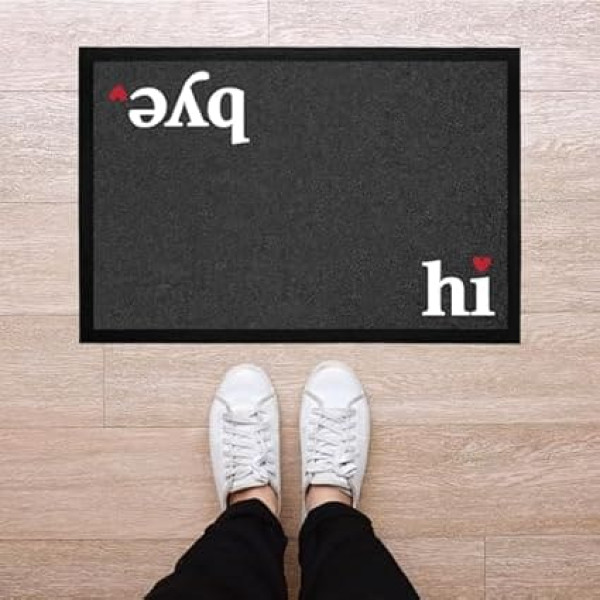 MoonWorks® Hi Bye Welcome Door Mat с надписью Funny Non-Slip & Washable Black 60 x 40 см