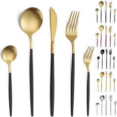 Набор столовых приборов Pleafind, 30 предметов для 6 человек, набор столовых приборов из нержавеющей стали, матовое черное золото, наборы столов