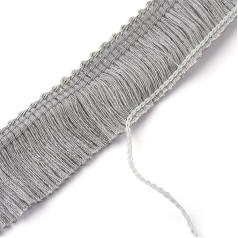 Beadthoven Tassel Trim 2.5cm x 27m Fiber Lace Trim Fringe Sewing Embroidered Ribbon for Clothes Wedding Curtains Dresses Lampshade Home Decor Gray