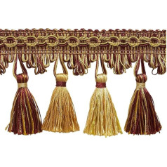5 Yard Value Pack Burgundy Red, Gold 2 3/10.2 cm Imperial II Tassel Fringe Style # nt2502 Colour: Burgundy Gold - 1253 (15ft/4.5 Meters)