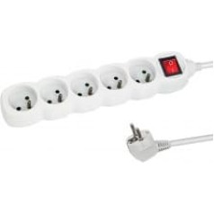 удлинитель 5 розеток выключатель 3м белый elk215w