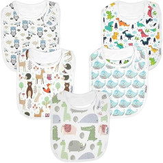 Нагрудники для малышей из органического хлопка премиум-класса, унисекс 5 упаковок очень больших нагрудников для мальчиков и девочек от KiddyS