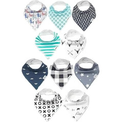 KiddyStar Baby Bibs for Boys & Girls | Double Layer Thick Organic Cotton | Absorbent Baby Bibs, Bandana Bibs, Drool Bibs, Teething Bibs, Toddler Bibs, 10 Classic Bibs,