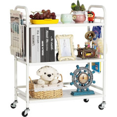HDANI 3-ярусная металлическая тележка большой вместимости для офиса, кухни, гостиной, спальни и т.д. черный (белый)