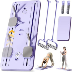 EFGETD Модернизированный тренажер для живота Abdominal Roller Board, Pilates Board Pilates Reformer Set Ab Roller Training Device Automatic Rebound Abdominal Trainer with Resistance Band (Purple2)