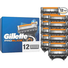 Лезвия Gillette Proglide, 12 оригинальных сменных лезвий, бритвенные станки для мужчин, 2 смазывающие полоски до и после лезвий и смазывающие полоск