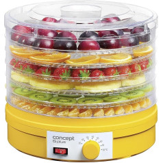 Дегидратор Concept Electrodomésticos SO1015 с 6 отсеками, регулируемая температура 35-70 градусов, 245 Вт, 46 децибел, пластик, желтый, маленький