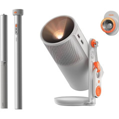 XGIMI MoGo 4 Mini Projector Set with Battery - умный домашний кинотеатр на открытом воздухе с подставкой PowerBase, время работы 5 ч, Google TV и Netflix, подставка 360°, яркос