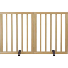 Semiocthome Bamboo Dog Gate Indoor 2 Panels Freestanding Puppy Gate for House with 2 Metal Stands 24