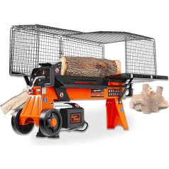 SuperHandy Electric Log Splitter, Firewood Splitter, Portable, 6T Ram System, 230 V, 2200 W Motor, Horizontal Floodlight with Steel Wedge for Splitting Firewood in Forestry