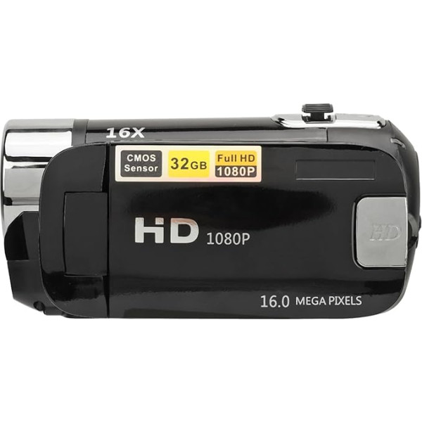 KIMISS D90 Цифровая камера с подсветкой 1080P, 16 МП, 2,4-дюймовый поворотный экран, 16-кратный зум HD видеорегистратор (черный)