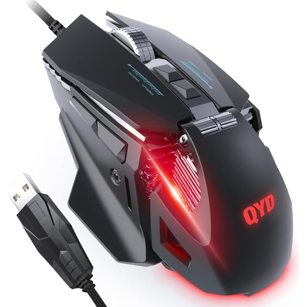 QYD Игровая мышь RGB LED PC Mouse Cable, 7200 DPI Регулируемый вес Игровые мыши вес настройки, 7 программируемых кнопок ноутбук компьютер эргономичный USB И