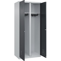 C + P Möbelsysteme C+P | Schwarz-Weiß-Spind Classic Plus | 1 Abteil | lichtgrau/grau | HxB 1850 x 800 mm | mit Bodengleitern | Zylinderschloss