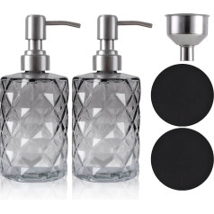 Стеклянный дозатор для мыла, дозатор для ванной комнаты, дозатор с помпой для кухни с воронкой из нержавеющей стали, 2 подставки, 330 мл, стиль