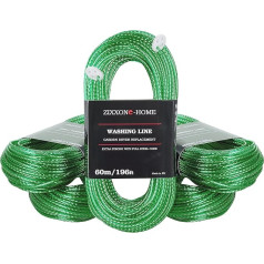 ZIXXONE-HOME Стиральная линия со стальным сердечником, 60 м веревки, сверхмощная с 2 натяжителями, сад, кемпинг, сушильная машина, запасная линия, ц