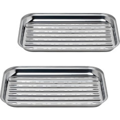 GOURMEO BBQ Grill Trays Set of 2 - Stainless Steel Grill Basket Vegetables - Grill Tray Outdoor - Accessory Bowl for Vegetables, Fish or Meat - Grill Pan Grill Tray for Gas Grill