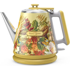 Электрический чайник Hazel Quinn X Eduardo Recife Collaboration, 1 литр, ретро-дизайн, маленький чайник, двойные стенки, нержавеющая сталь 304, 1360 Вт, быстрое при