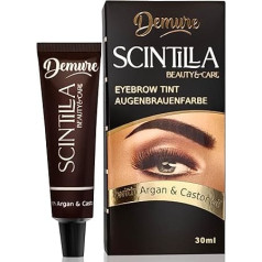 DEMURE Набор для окрашивания бровей с проявителем, 15+ применений - 30 мл, оттенок бровей, краска с аргановым и касторовым маслом, краска держится