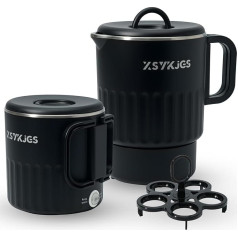 Складной чайник 1 л черный - 600 Вт 304 нержавеющей стали электрический чайник BPA-Free - двойные стенки дизайн с автоматической постоянной темпер