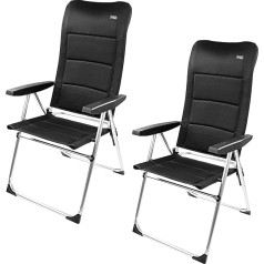 AKTIVE Set mit 2 Klappstühlen, Deluxe, 5 Positionen, Schwarz, für Terrasse, Balkon, Hof oder Garten, 49 x 67 x 123 cm, aus Aluminium und Polyester, gepolstert, Kippschutz, max. 110 кг, Klappstühle