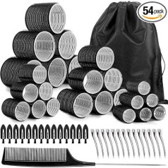 Zefphxs Бигуди для волос с зажимами, черные бигуди на липучках для волос, джамбо, большие, средние, маленькие, бигуди для длинных, средних, корот