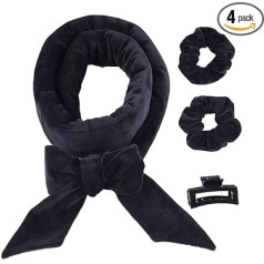 Royota Lockenstab für langes Haar über Nacht zum Schlafen in 155 cm Lockenwicklern, weiche Baumwolle, Velours, Lockenwickler für Damen und Mädchen, Schwarz