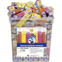 Ahoj-Brause Candy Sticks - шипучие конфеты с тремя искрящимися кисло-сладкими вкусами Капли для душа для сосания Веган в упаковке 100 палочек в ведре 2,3 