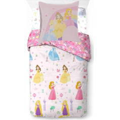 Disney Princess Cut Paper 100% Cotton 3-Piece Bed Linen Set 135 x 200 cm Single Bed Size - Duvet Cover + Fitted Sheet 90 x 200 cm + Pillowcase 50 x 70 cm