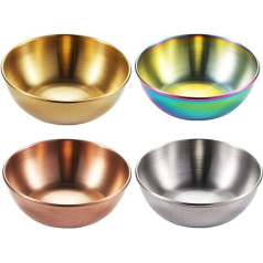 Hemoton 4 x чаши для соуса из нержавеющей стали, круглые чаши для соуса, чаши для специй, чаши для суши, блюдца, мини-тарелки для закусок