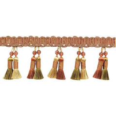 Длинна 4 дюйма (4 дюйма) Noblesse Collection Elegant Beads Tassel Fringe | Fringe Trim Package (Style # BTFH4-PY) Rust Medley Multicolor #07H (Copper, Olive Green) 12.8m Package (14yards/12.8m)
