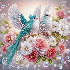 Алмазная мозаика - птицы в цвету