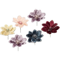 Flair Flower Magnolia 021176VAR Velvet Glitter Christmas Tree Wreaths Christmas Decoration Bouquets Flower Arrangement Arrangement Cream Pink Dusky Pink Silver Blue Dark Red 19 x 18 x 18 см