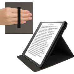 kwmobile Hülle kompatibel mit Amazon Kindle Scribe (2022/2024) Hülle - Case mit Schlaufe und Ständer - Lesende Frau Schwarz Beige