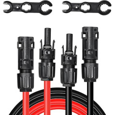 2 x 8 м солнечный кабель с 2 ключами, 4 мм² 1500 В PV солнечной панели удлинительный кабель, водонепроницаемый IP67 солнечный штекер, PV кабель удлин