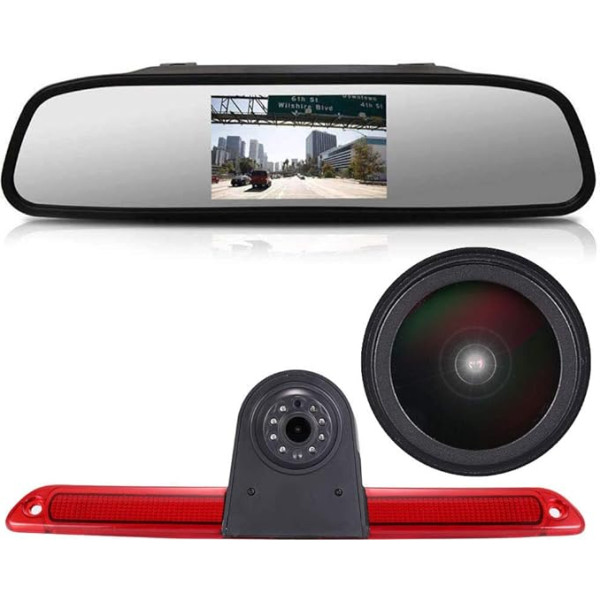 Супер HD реверсивная камера комплект: 4,3-дюймовый монитор зеркала заднего вида + 1280 x 720 пикселей 1000TV линий HD ночного видения тормозной свет к