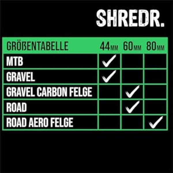 Shredr. Комплект бескамерных клапанов, зеленый, полный комплект, включая шприц для бескамерных клапанов, сверхлегкий алюминий, армейский зеле